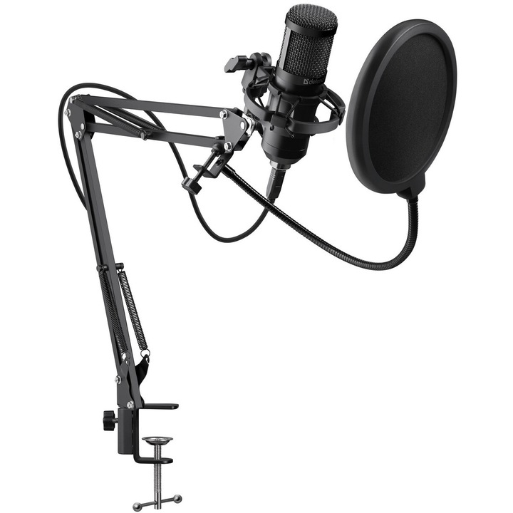 Microfon PC Defender Space GMC 450, negru, cu pantograf si filtru pop, 6x6.4x27cm