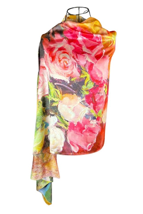 Двулицев шал шал, боядисан в оранжево/розово