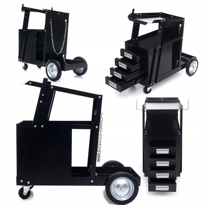 Carucior de sudura, Kraft&Dele, cu 4 sertare, 75 kg, 29x71x68.5cm, negru