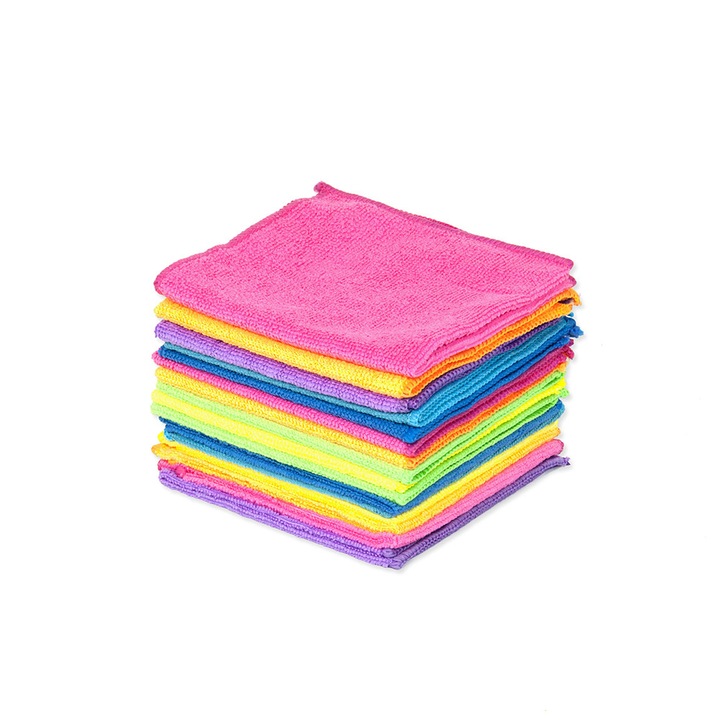 Set 16 lavete, microfibra, grad mare de absorbtie, rezistenta la suprafete dure, 30x30cm, Dirt Devil