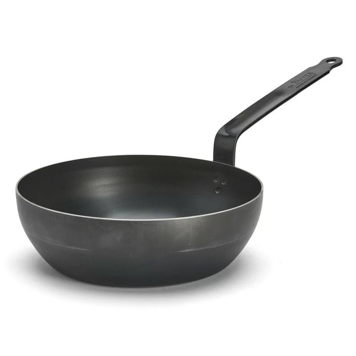 Tigaie adanca BLUE CARBON 24 cm, caracteristici anti-alergice, culoare albastra, din otel carbon