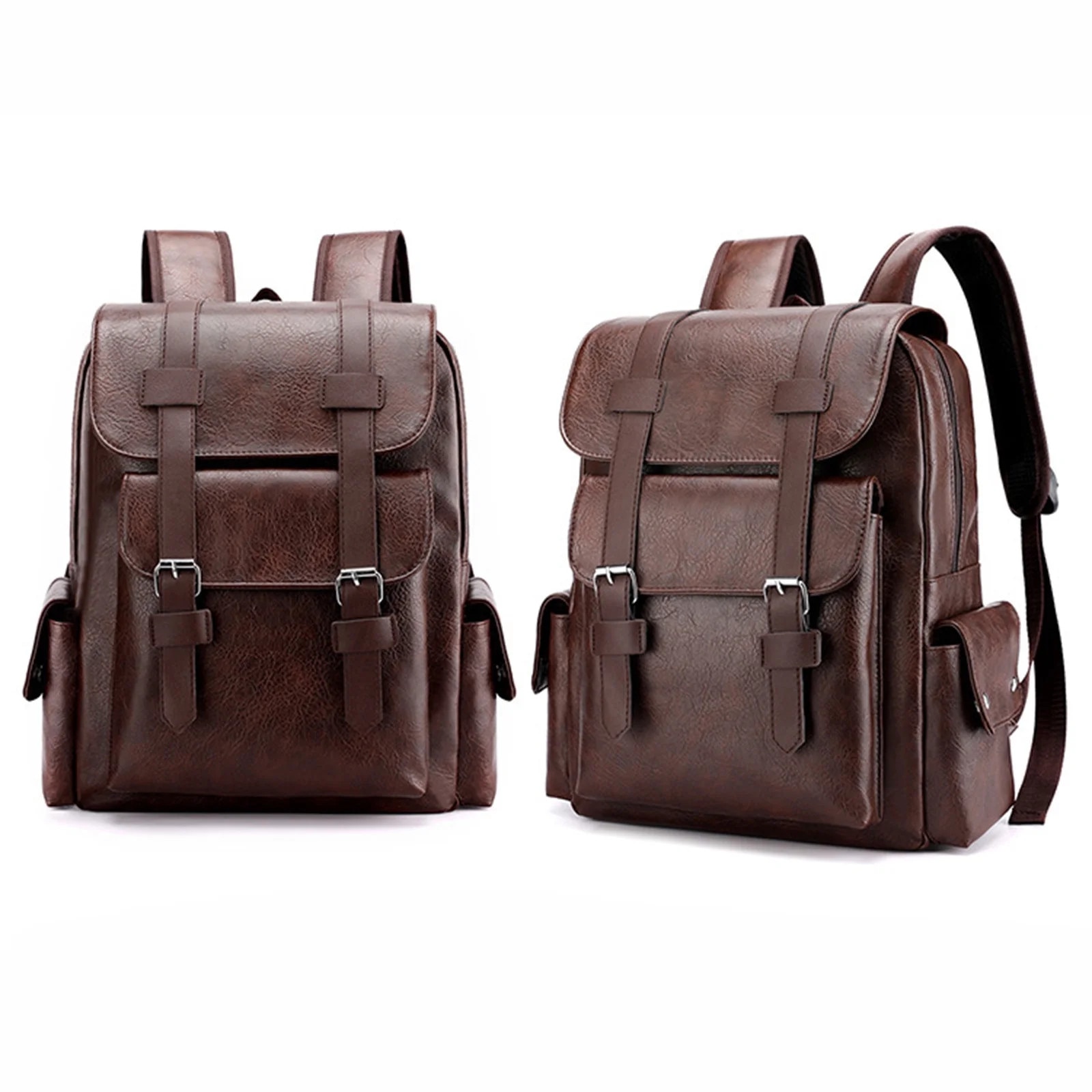Rucsac din piele pentru laptop, 15.6 inch, maro, pentru birou si calatorii, capacitate mare