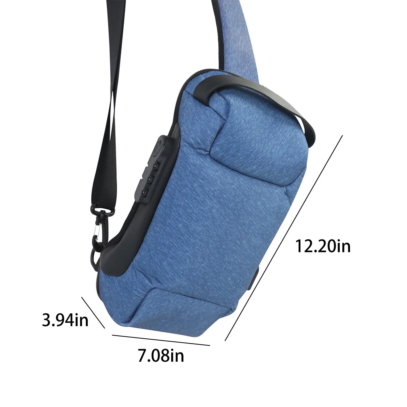 Rucsac laptop antisifon, rezistent, extensibil, albastru, 33x16x11cm