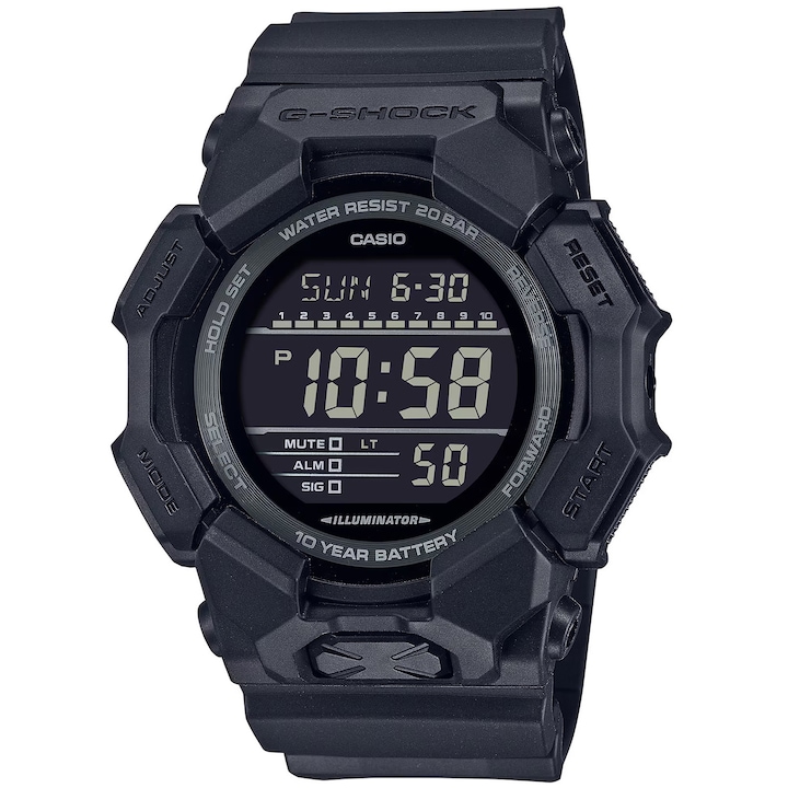 Часовник G-SHOCK GD-010-1A1ER, черен, 51мм, водоустойчив на 200м, каишка от каучук