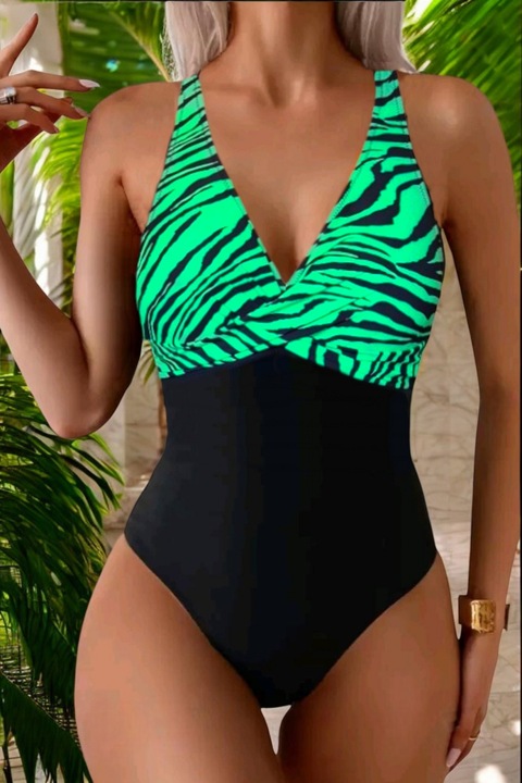 Costum de baie intreg dama, modelator, negru/verde neon, Wild paradise 9255, Negru