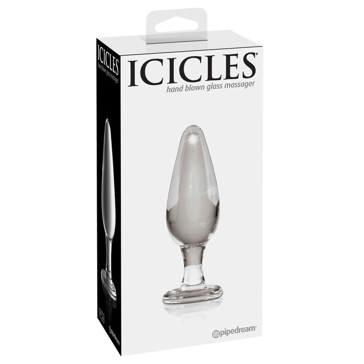 Dop anal din sticla, Icicles, 11cm, hipoalergenic, 4cm