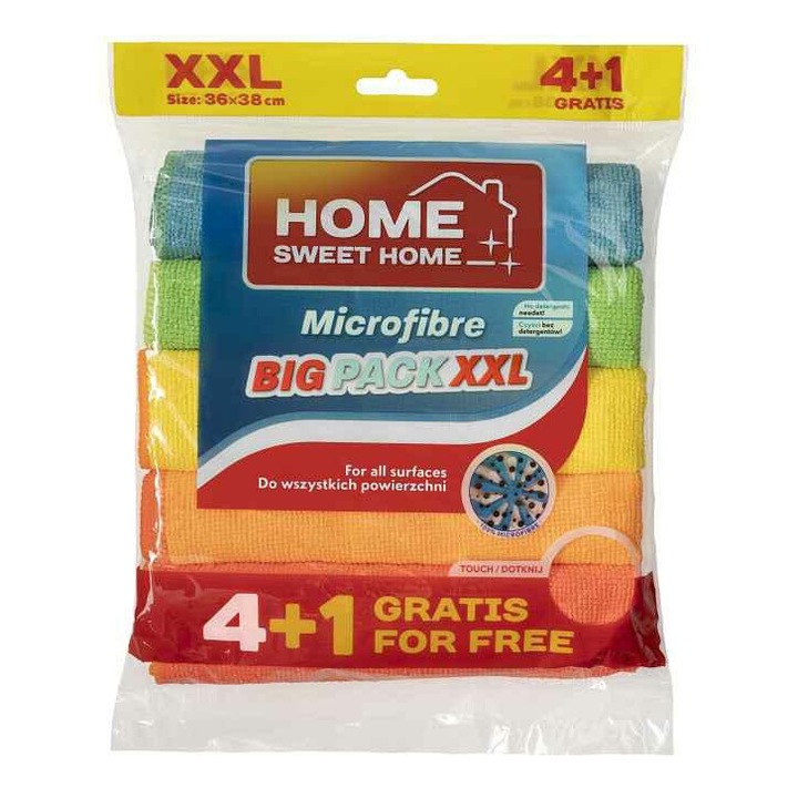 Set 5 lavete din microfibra Spontex XXL, 36x38cm, multicolor