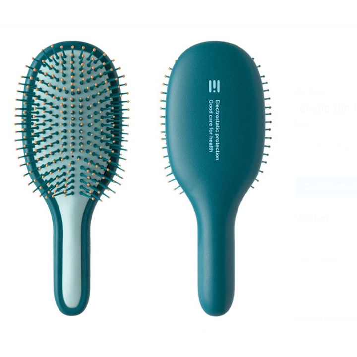 Perie Par Ovala de Plastic Turcoaz