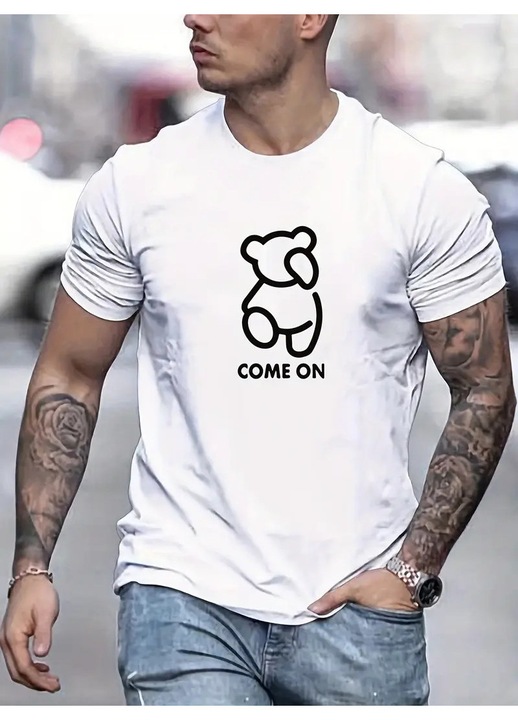 Мъжка тениска, ARREVIAN, Come ON, бяла, S