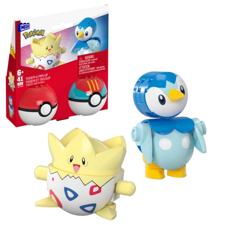 Set figurine Pokemon, Togepi si Piplup, 2 Poke Ball, 41 elemente, pentru copii de la 6 ani