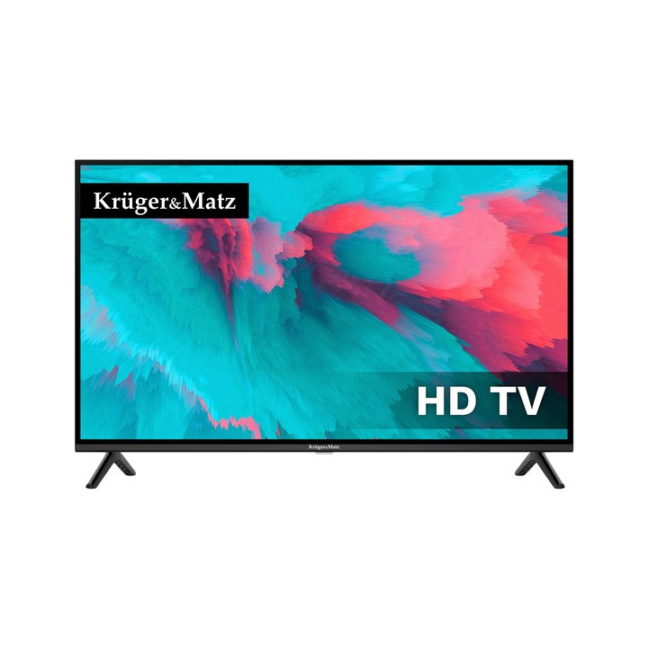 Televizor Kruger&Matz 32 inch HD, 1366x768 px, D-LED, 2x5 W, negru, cu telecomanda