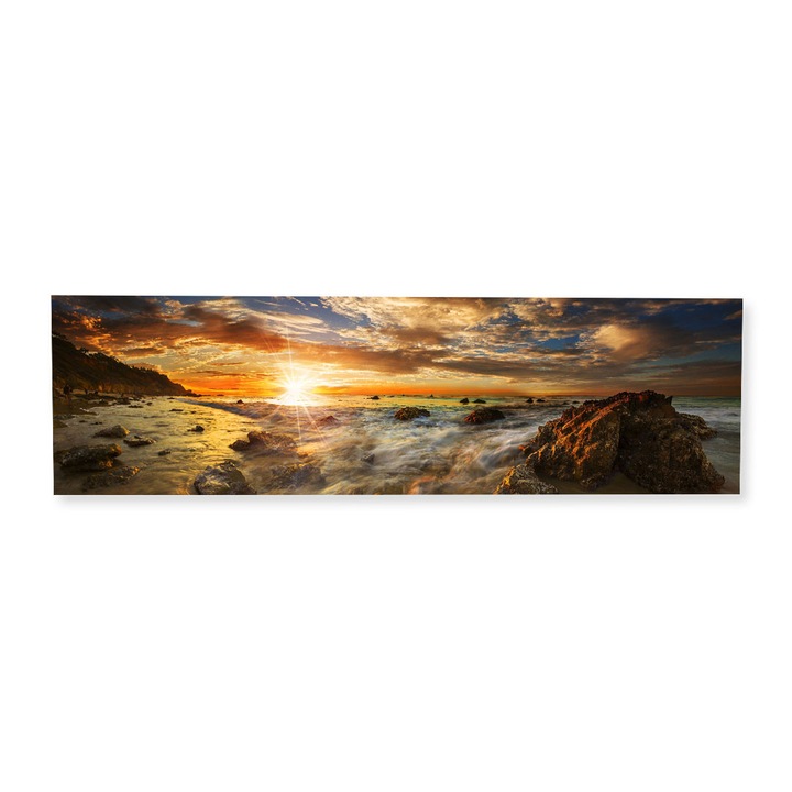 Set 3 piese panou decorativ din sticla securizata pentru bucatarie, protectie aragaz, antistropire, imprimat UV, oct051 225x65cm