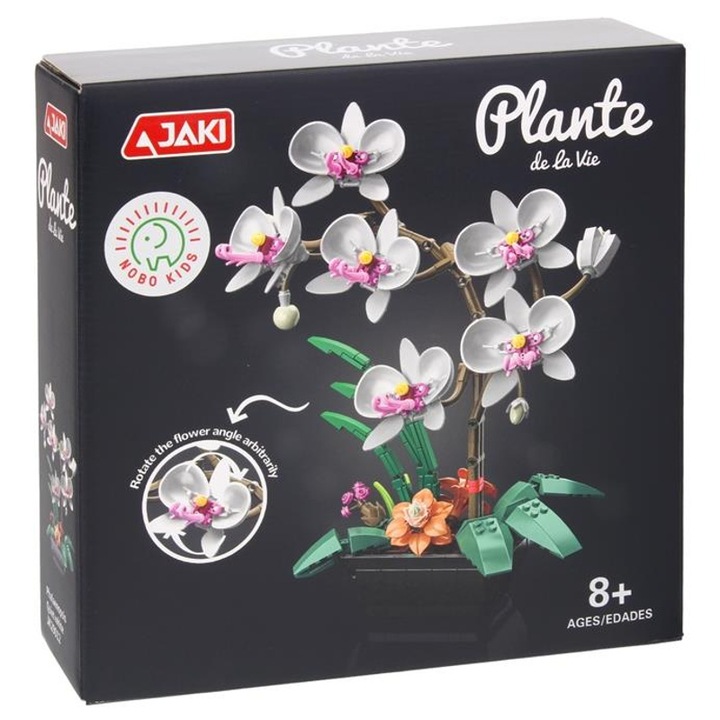 Építőkészlet, JAKI, Cserépben lévő orchidea, 581 darabos, többszínű