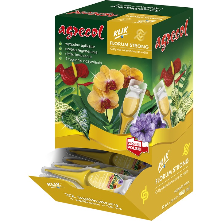 Ingrasamant pentru plante, 32x30ml, Agrecol, nutrienti, utilizat pentru floricultura, vitamine