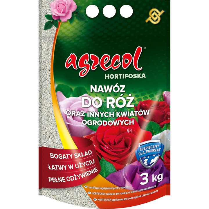Ingrasamant pentru flori, Agrecol, 3KG, pentru trandafiri si alte flori de gradina, 12% azot, 12% fosfor, 12% potasiu