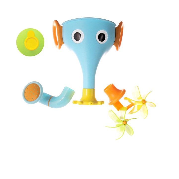 Fürdőjáték szett, Yookidoo, elefánt, 3 kiegészítő, kék