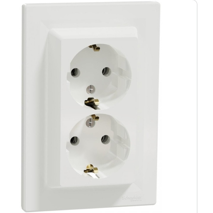 Двоен контакт Schneider Asfora EPH9900121, вграден, включена бяла рамка