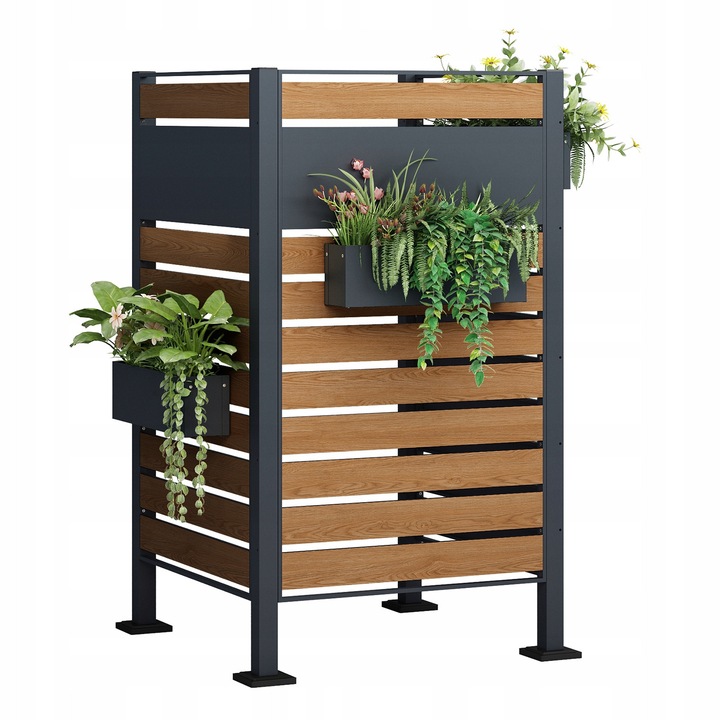 Szemeteskosár elrejtő készlet, Jumi, antracit, 3 panel, 150x83cm