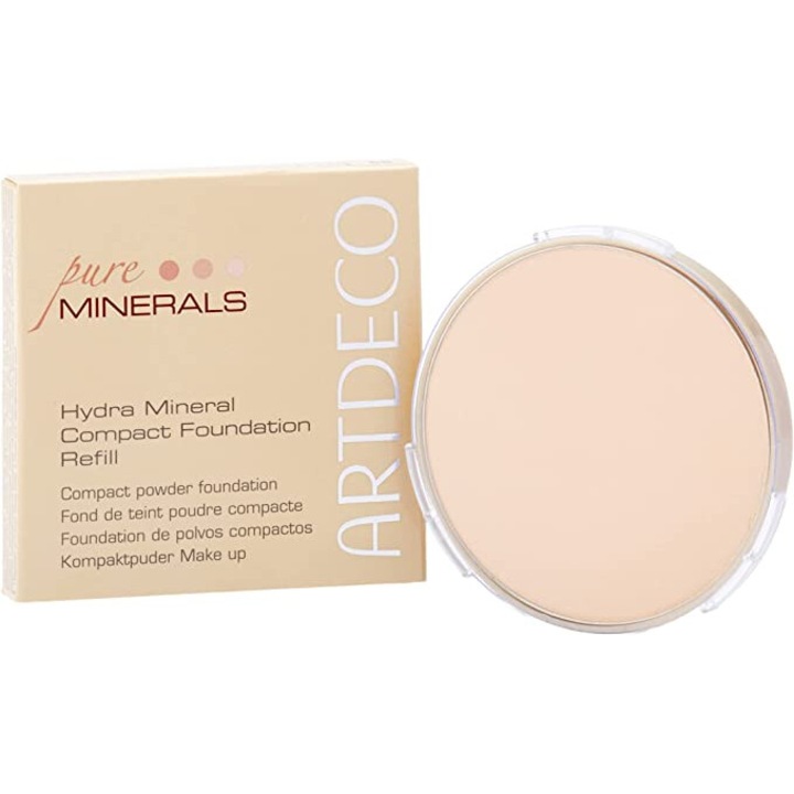 Fond de ten compact Artdeco Hydra Mineral Refill 55, acoperire ajustabila, finisaj mat, 10g