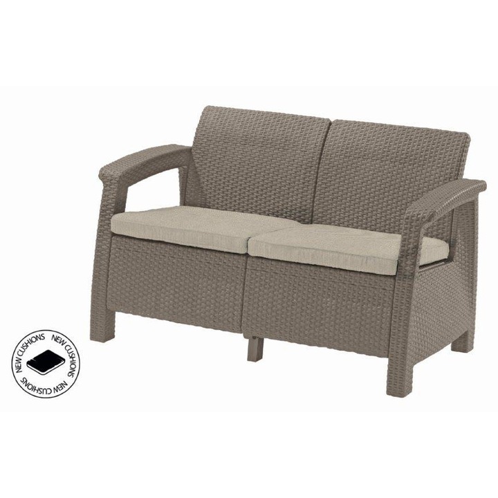 Kerti bútor Keter Corfu love seat kétszemélyes kanapé, cappuccino szín