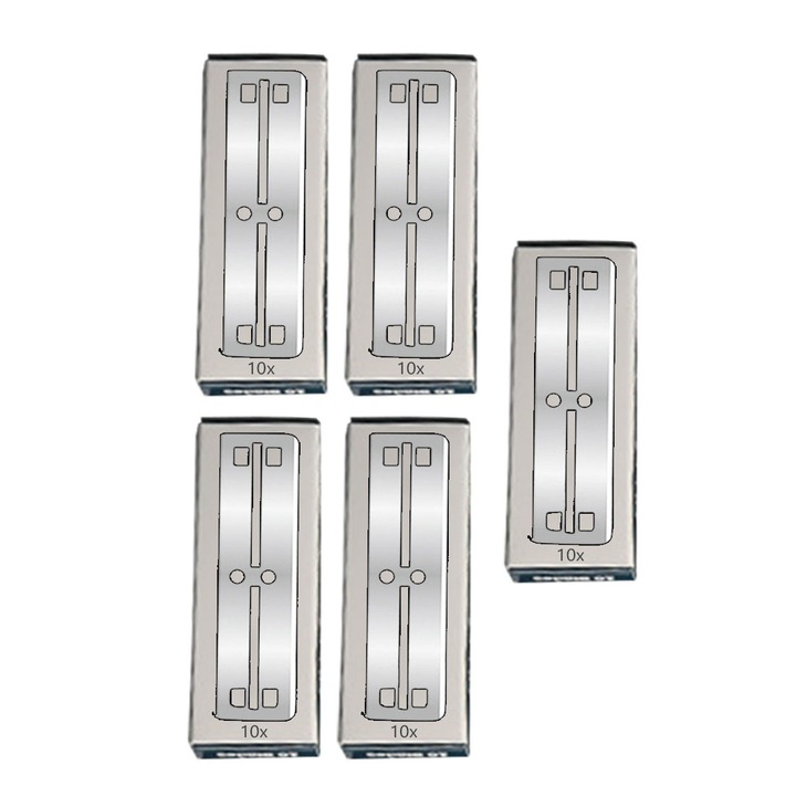 Set de 50 Lame de Ras de Schimb Lungi, pentru Briciul PriStyle cu Maner de Plastic, Otel inoxidabil, 61.8x1 cm, PriStyle®