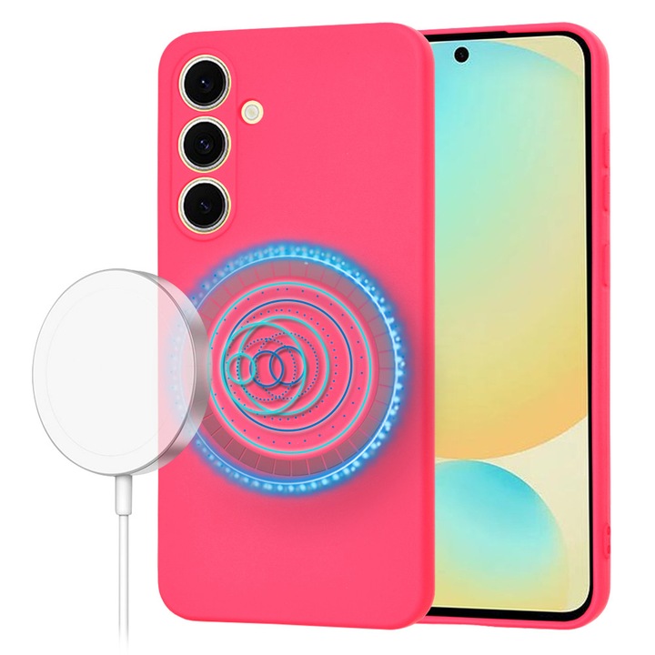 Husa pentru Samsung Galaxy S24 FE, Silicon SoftFlex, Stef's Cat, Fucsia