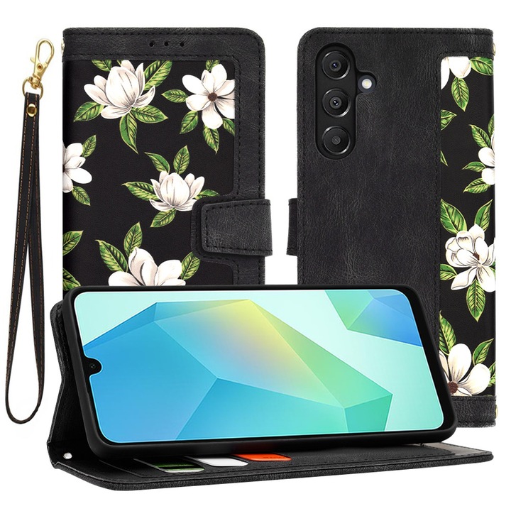 Husa Protectie pentru Samsung Galaxy A16 4G/A16 5G, V62, Piele ecologica, Flowers of the Dawn