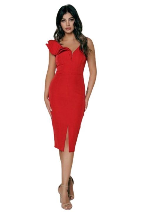 Rochie office, conica, Rosu
