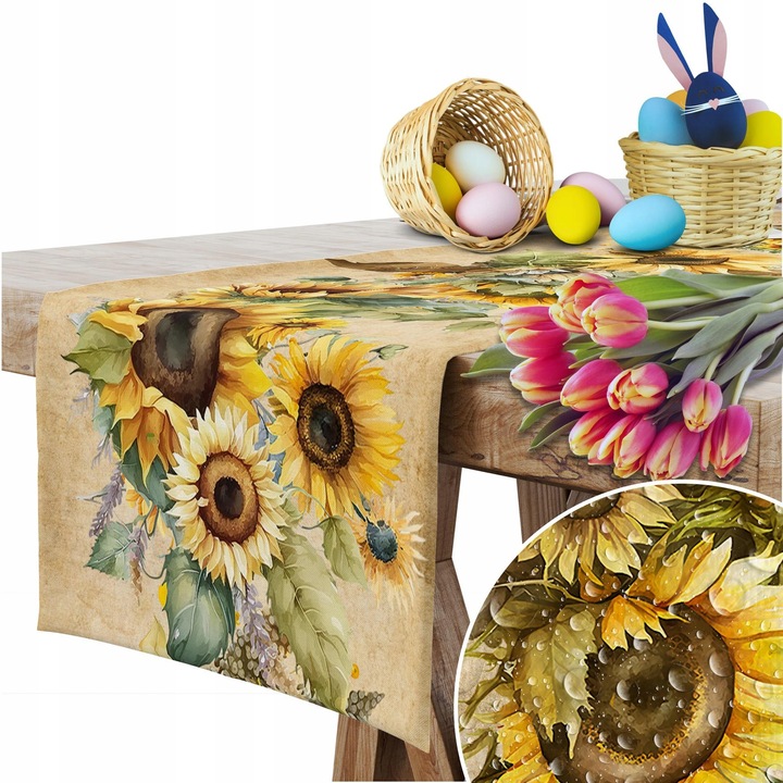 Fata de masa, Homeview, 40x220 cm, Impermeabil, Rezistent la pete, Paste, OEKO-TEX, Pentru sufragerie si bucatarie, Reutilizabil, Usor de curatat, 100% poliester, Multicolor