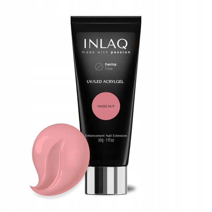INLAQ Akrylozel UV építőgél 30ml, HEMA mentes, rózsaszín, professzionális