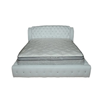 Pat Md SL299,180 X 200 cm,cu cristale,piele naturala suprafata de contact a tabliei,alb Pat Md SL299,180 X 200 cm,cu cristale,piele naturala suprafata de contact a tabliei,alb