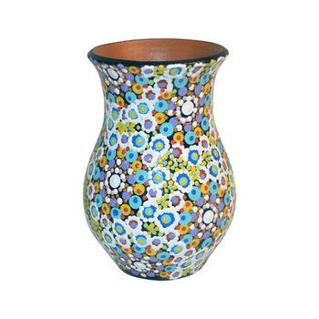 Vaza ceramica impermeabilizata, tip para, pictata manual si semnata, colectia puncte pe negru Vaza ceramica impermeabilizata, tip para, pictata manual si semnata, colectia puncte pe negru