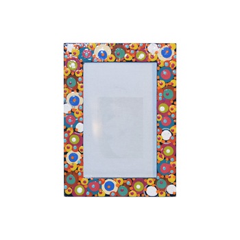 Rama de fotografie din lemn, 10/15, pictata manual si semnata, colectia buline pe negru Rama de fotografie din lemn, 10/15, pictata manual si semnata, colectia buline pe negru