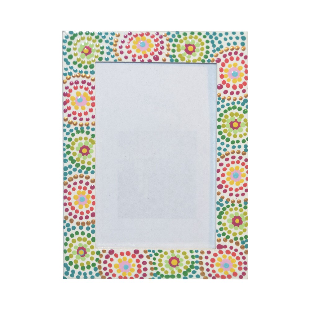 Rama de fotografie din lemn, 10/15, pictata manual si semnata, colectia cercuri pe alb