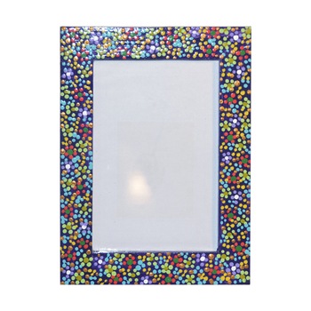 Rama de fotografie din lemn, 10/15, pictata manual si semnata, colectia puncte pe mov Rama de fotografie din lemn, 10/15, pictata manual si semnata, colectia puncte pe mov