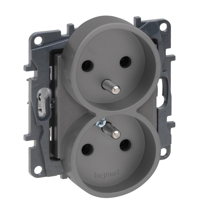 Двоен контакт със заземяване, от стомана 863432 Niloe Step