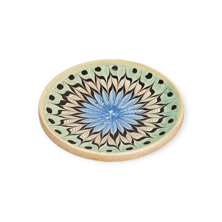 Farfurie Traditionala, Ceramica de Horezu, model Spic, Multicolor, 9cm