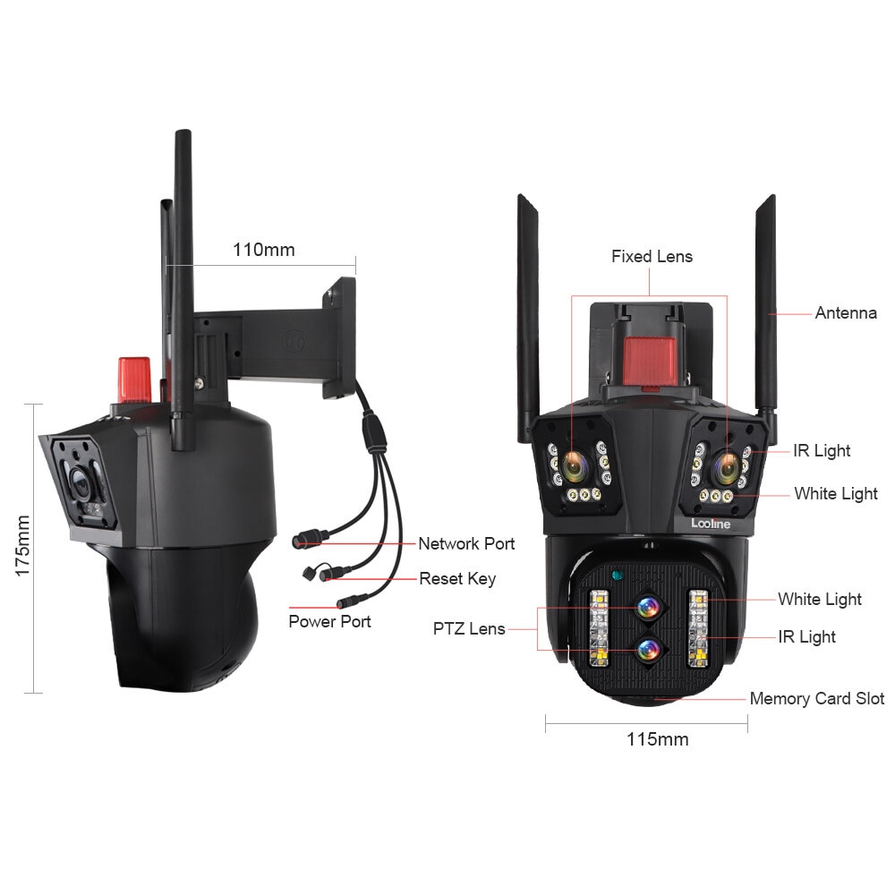 Camera de securitate IP, PTZ, 16MP, 8K, lentile, zoom 10X, WiFi