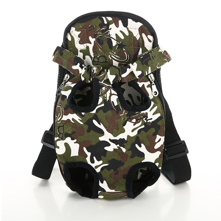 Раница за транспортиране на животни, Axroad Mall, Раница тип раница за кучета и котки, Сгъваема, Дишаща, Максимално тегло 2.5 кг, Преносима, Подходяща за малки домашни любимци, S, 27*20*1.9 см, Найлон, Камуфлажен цвят