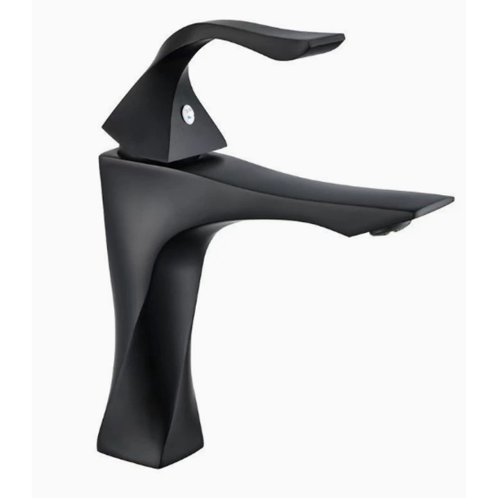 Baterie sanitara, AMRINUGL, neagra, cu robinet cu un singur maner, iesire tip cascada silentioasa, eficienta in utilizarea apei