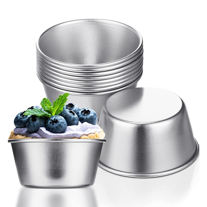Set de 10 vase rotunde de copt, Enforose, cu strat antiaderent, design compact, rezistente la uzura, sigure pentru cuptor