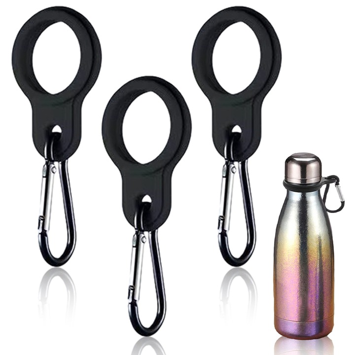 Кука за държач за напитки Enforose, преносим силиконов пръстен, карабинер от неръждаема стомана, устойчив на екстремни температури, компактен