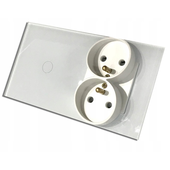 Taktilis kapcsoló foglalattal, BSEED, 1 gomb, 2 foglalat, fehér, 157x86x9mm