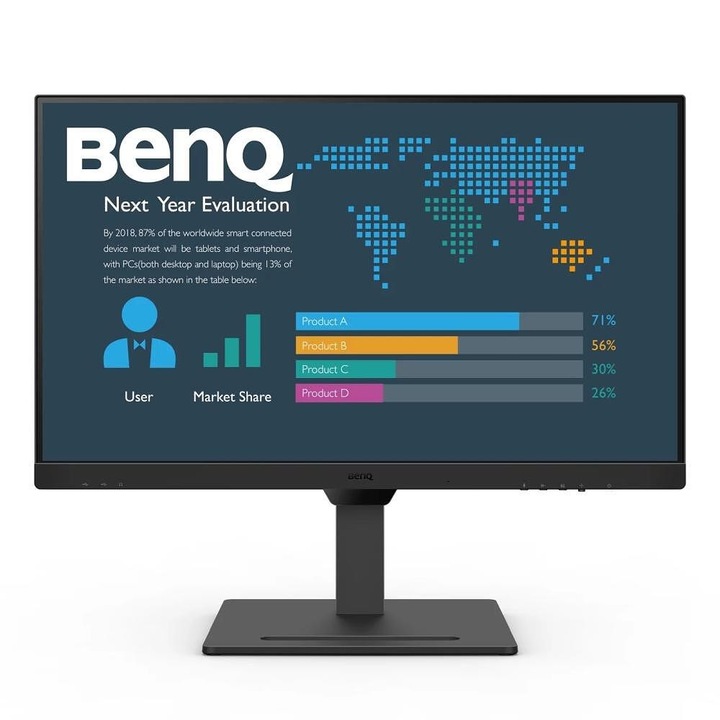 Monitor BenQ, BL2790QT 27" IPS, 5ms, QHD 2560x1440, 75Hz, 99% sRGB, Eye Reminder, Villogásmentes, LBL, BI Gen2, ePaper, 1000:1, 20M:1 DCR, 8-bit, DP3, HDMI, 8 bit 60W, fekete