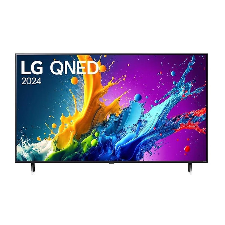 Телевизор LG, 43QNED80T3A, 43", 4K, QNED, HDR, Smart TV, 3840x2160, 4K, HDR 10 PRO, webOS 24 ThinQ, Voice Controll, Черен