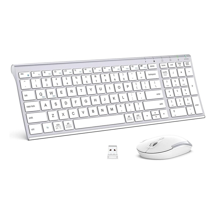 Комплект безжична клавиатура и мишка iClever GK03 2.4G *2633725, Ултратънка, 18 мм, Бял