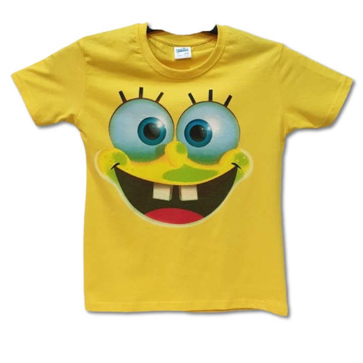 Gyerek Póló Printex, Rövid Ujjú, SpongyaBob, SpongyaBob Kockanadrág, Mosoly, Sárga, 110cm, 4-5 év