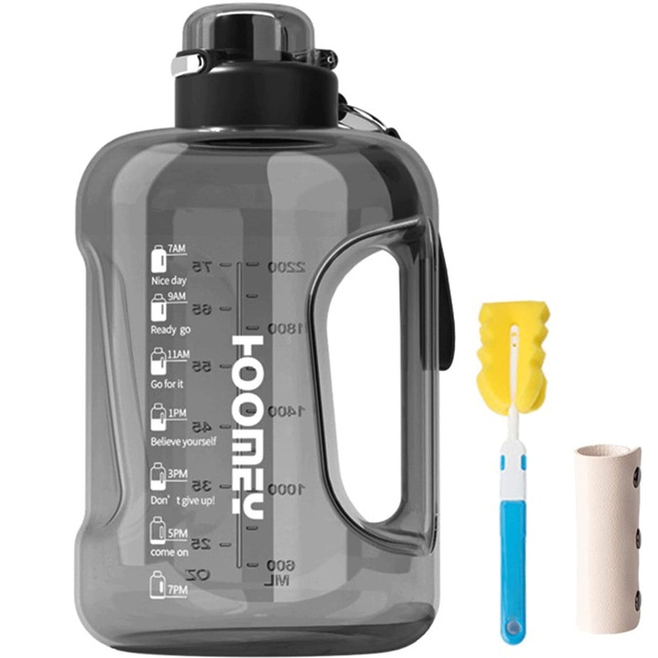 Motivációs vizespalack, BPA-mentes, nagy kapacitású, 2500 ml-es, újrafelhasználható sportkancsó időjelzővel, széles szájú, szivárgásmentes kialakítás a könnyű hordozhatóságért, edzőterembe és szabadtéri tevékenységekhez