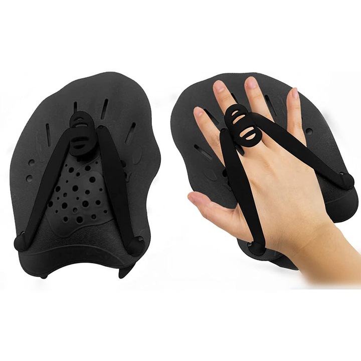 Palete de inot pentru maini, curele reglabile, confortabile si usoare, tractiune sporita, forma ergonomica curbata, potrivite pentru piscina interioara si antrenament in apa in aer liber, accesorii profesionale pentru inot, 1 pereche