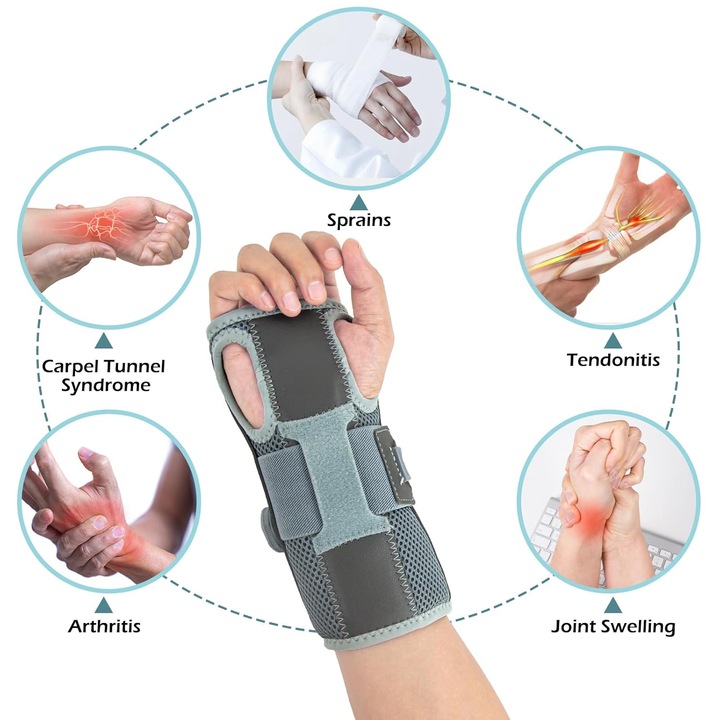 Suport ortopedic pentru incheietura mainii, Enforose, design ergonomic, material de calitate, culoare abanos, dimensiune 7-11 inci